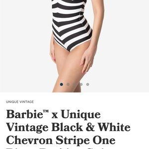 Unique Vintage Black and White Striped Swimsuit